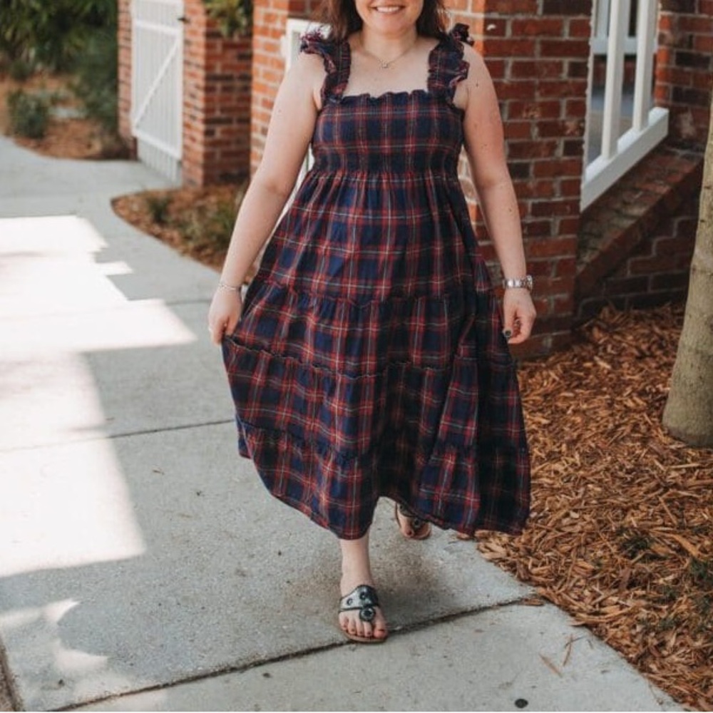 Hill house Ellie nap dress in iris tartan